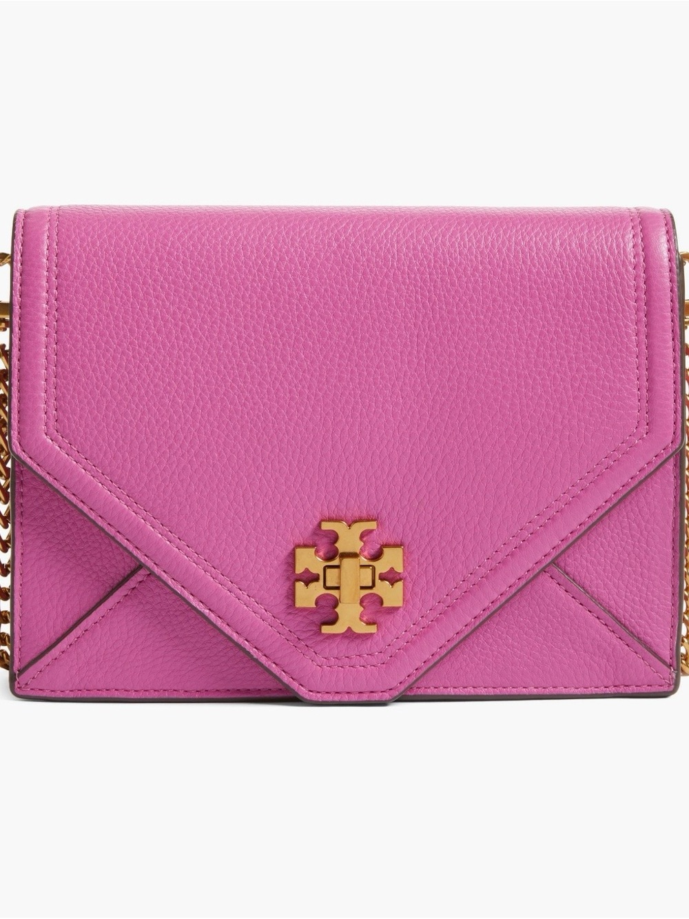 Tory Burch Kira Leather Envelope Clutch Crossbody with Gold Logo
